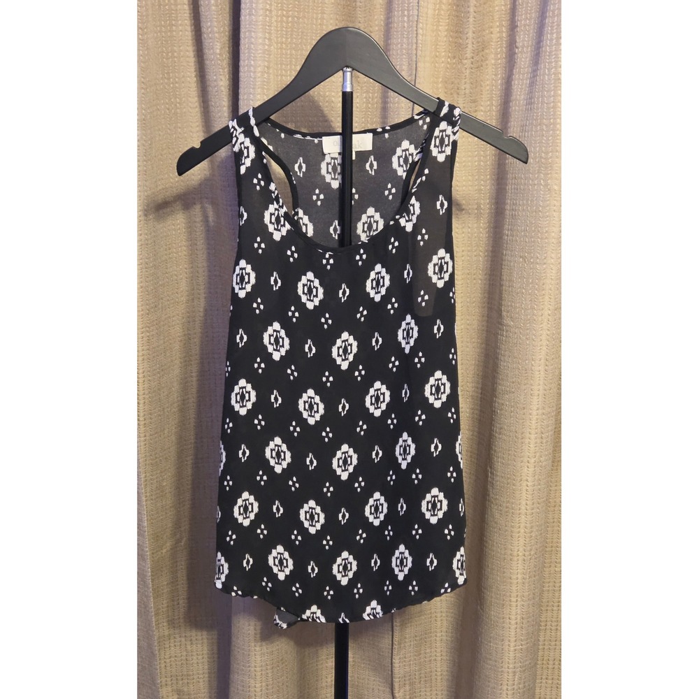 Olive & Oak Pattern Racerback Tank Top Women's Size XS Black White